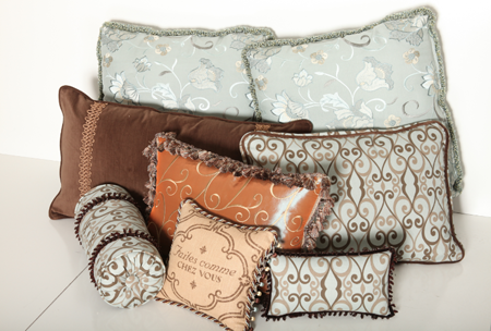 Pillows & Cushions Custom Designer Fabrics Bedding Headboards Throw Pillows